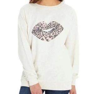 WILDFOX Baggy Beach Jumper Animal Print Lips Oversized Sweatshirt Medium